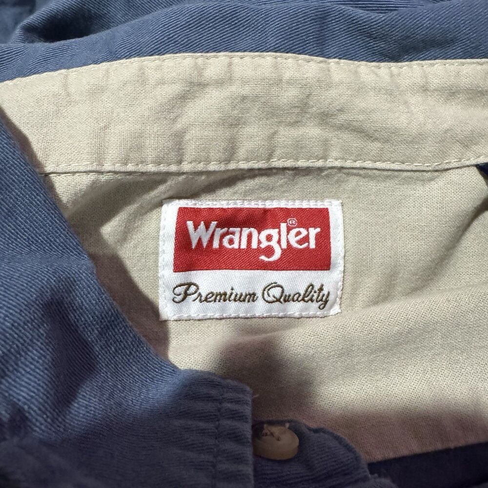 Set Of 2 Wrangler Premium Quality Shirt Adult 3XL Blue Pockets Button Up Cotton - Picture 10 of 12